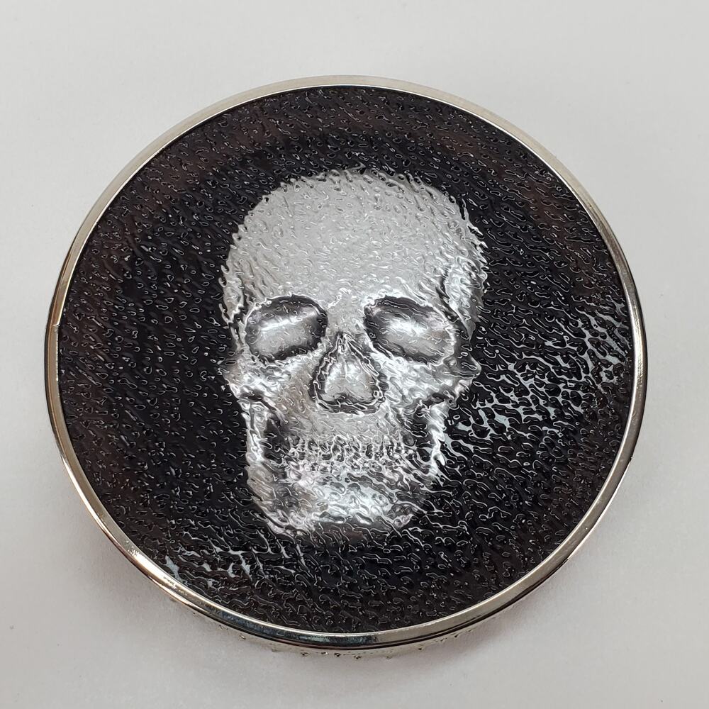 Bath and Body Works Halloween Skull Spider Web 3-Wick Candle Topper Silver Black
